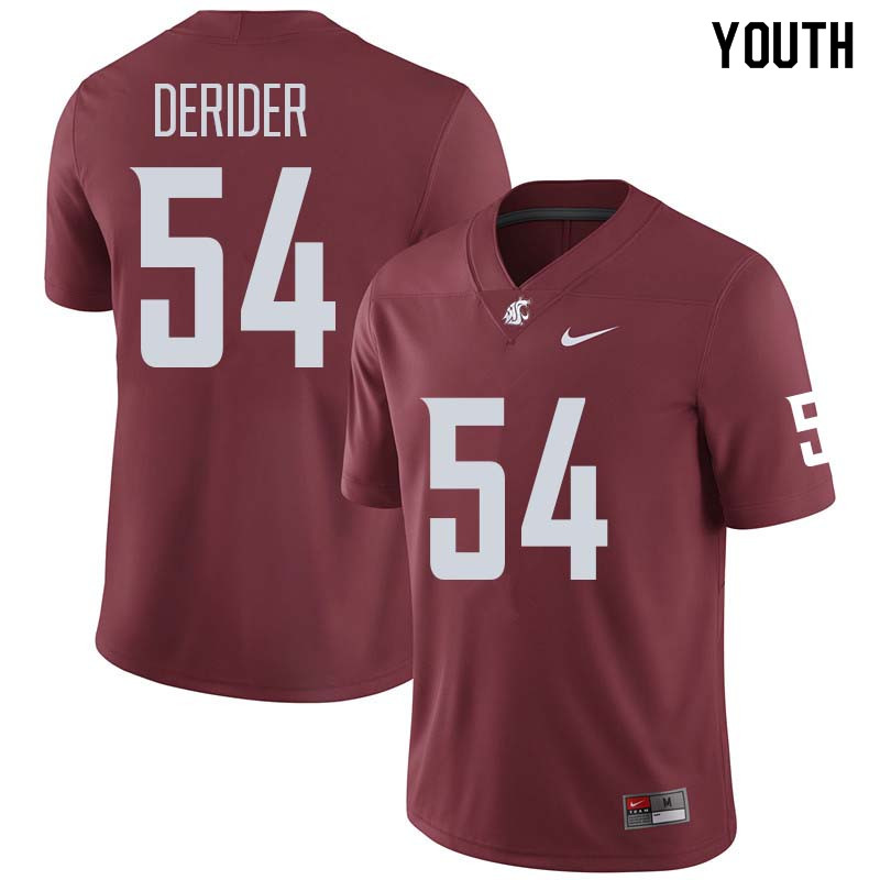 Youth #54 Nate DeRider Washington State Cougars College Football Jerseys Sale-Crimson